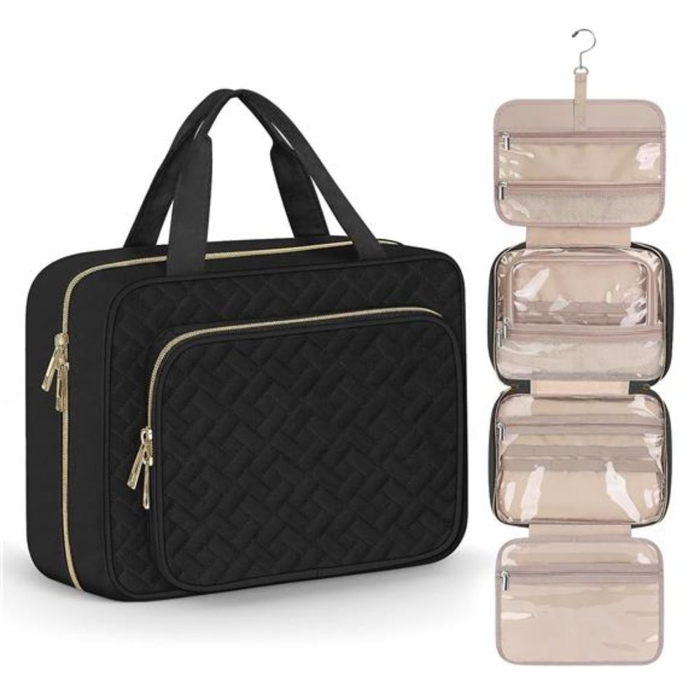 NEW Toiletry Bag for Women, Large Cosmetic Travel Hanging Bag for Bathroom Black